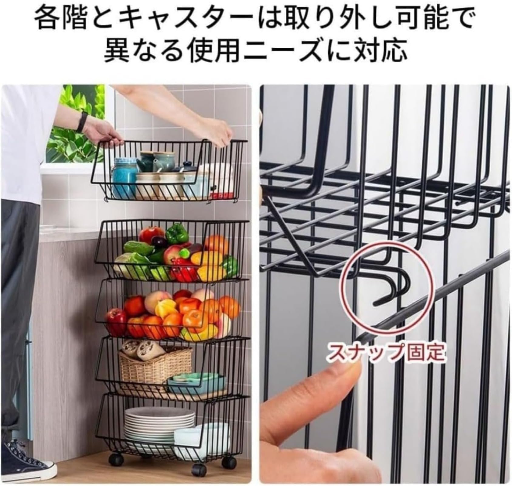 Amazon.co.jp: Momglaキッチンワゴン スチールラック 収納ワゴン 収納